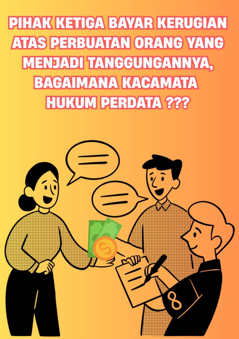 PIHAK KETIGA BAYAR KERUGIAN ATAS PERBUATAN ORANG YANG MENJADI TANGGUNGANNYA, BAGAIMANA KACAMATA HUKUM PERDATA ???